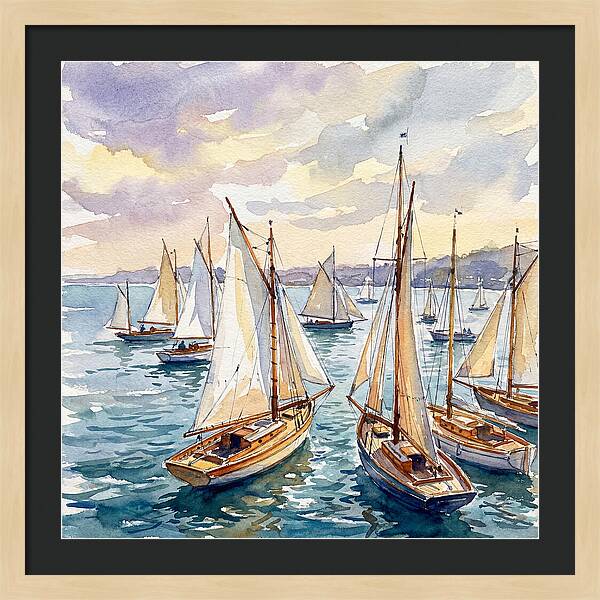 Sailboats Gliding Through Water