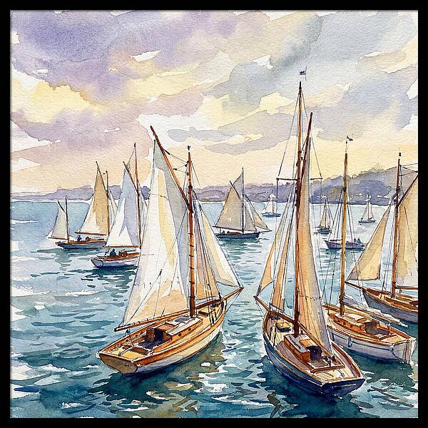 Sailboats Gliding Through Water