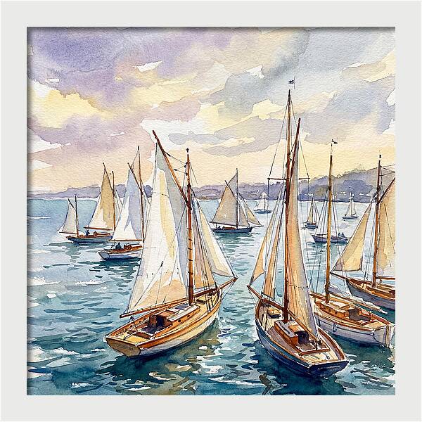 Sailboats Gliding Through Water