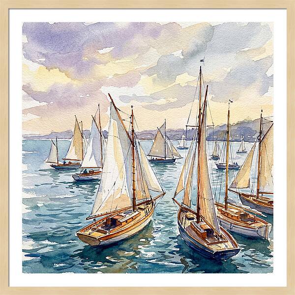 Sailboats Gliding Through Water