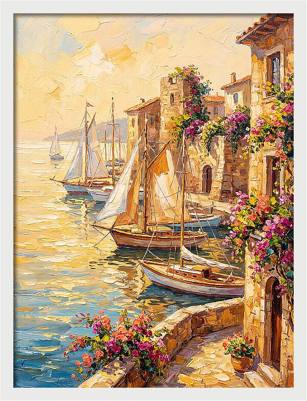 Sailboats In A Mediterranean Harbor