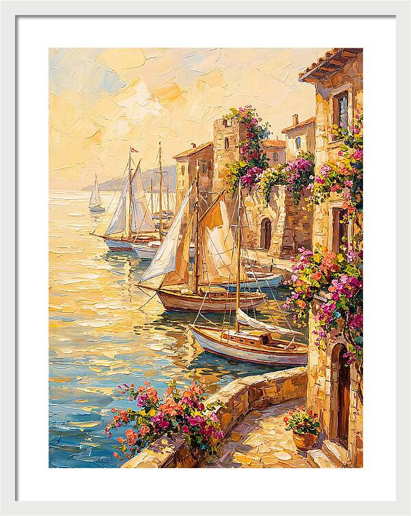 Sailboats In A Mediterranean Harbor