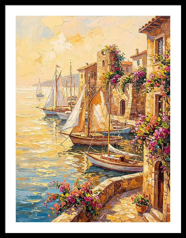 Sailboats In A Mediterranean Harbor