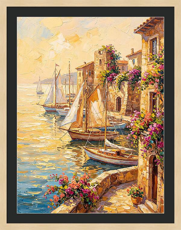 Sailboats In A Mediterranean Harbor