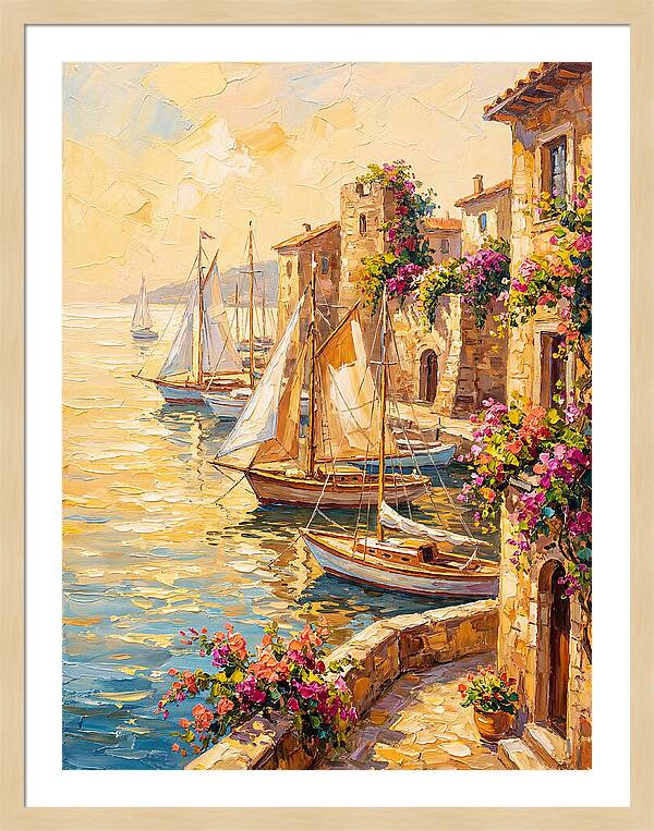 Sailboats In A Mediterranean Harbor