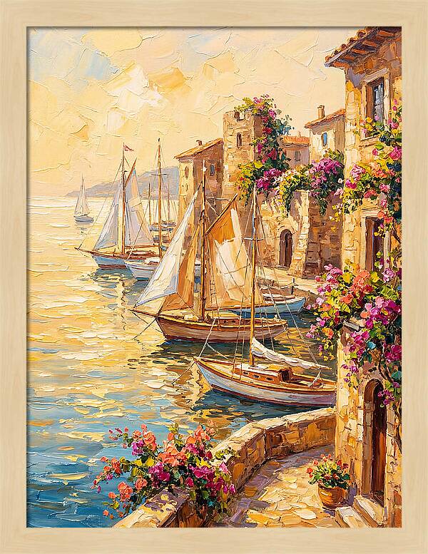 Sailboats In A Mediterranean Harbor