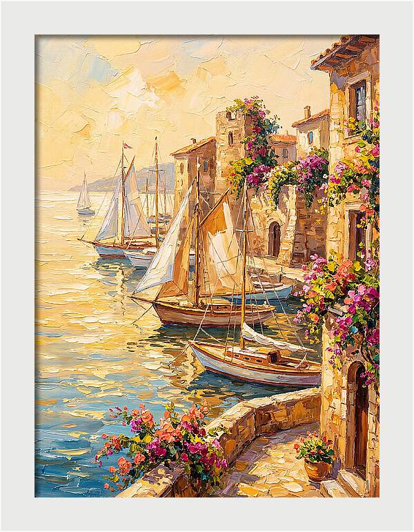 Sailboats In A Mediterranean Harbor