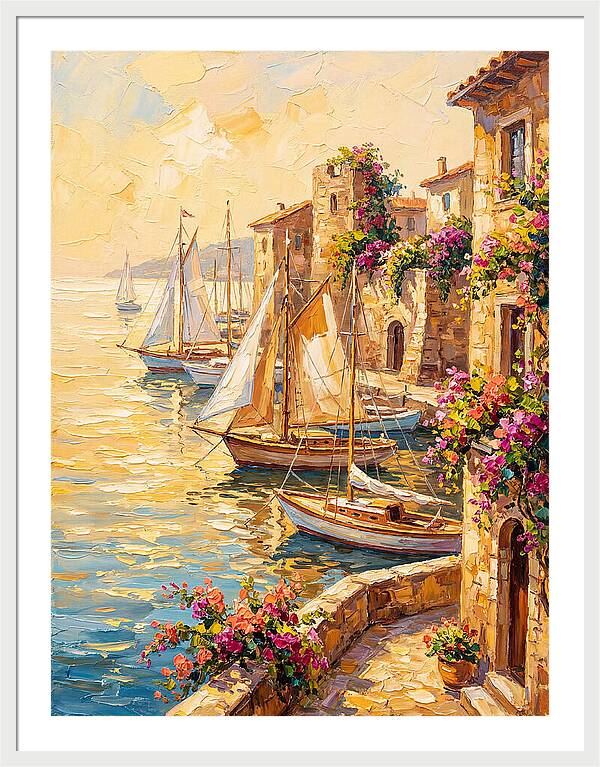 Sailboats In A Mediterranean Harbor