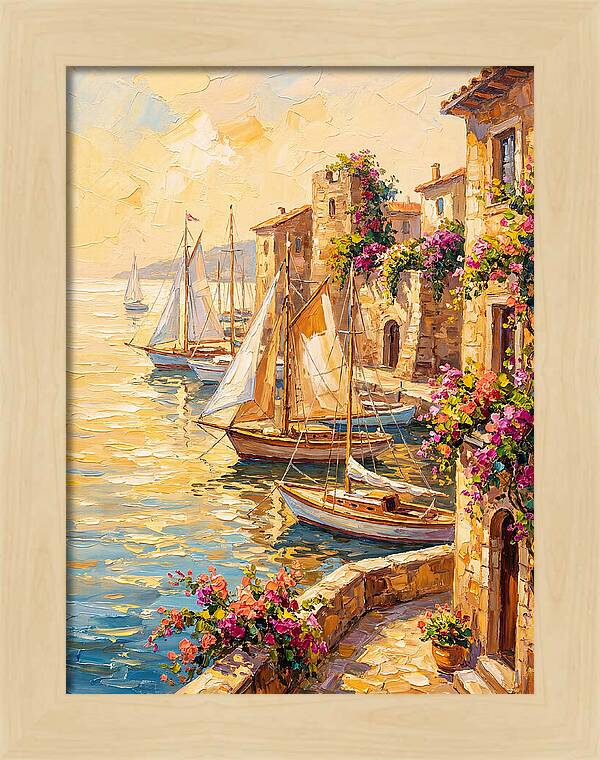 Sailboats In A Mediterranean Harbor