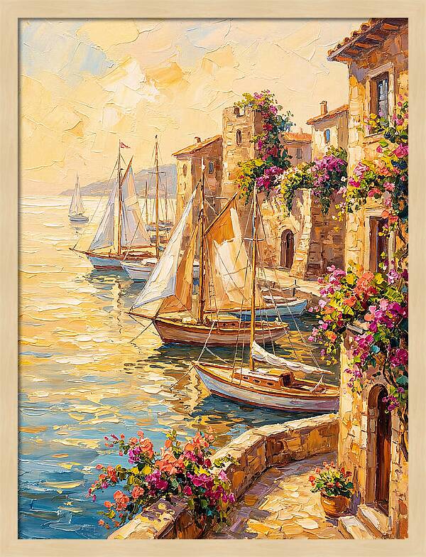 Sailboats In A Mediterranean Harbor