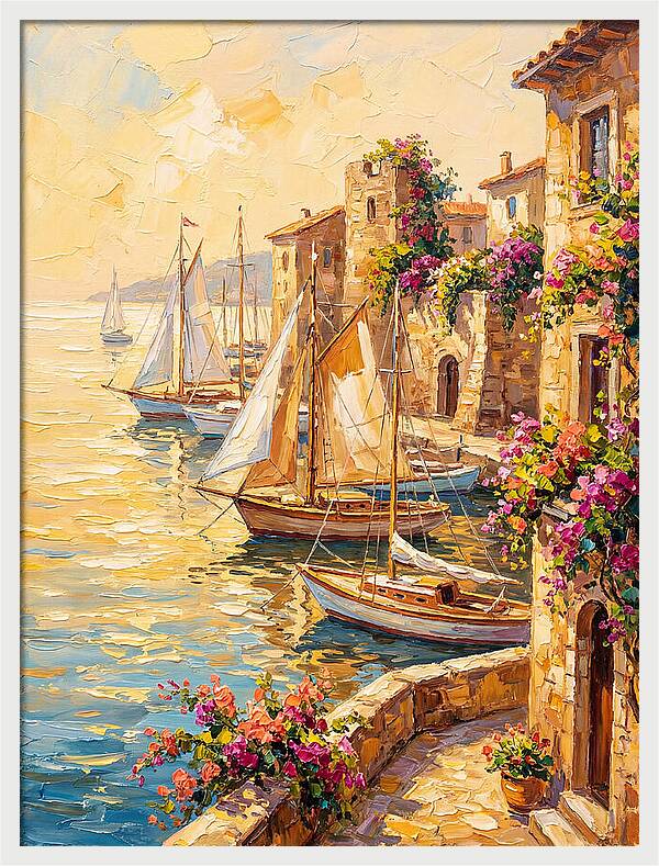Sailboats In A Mediterranean Harbor