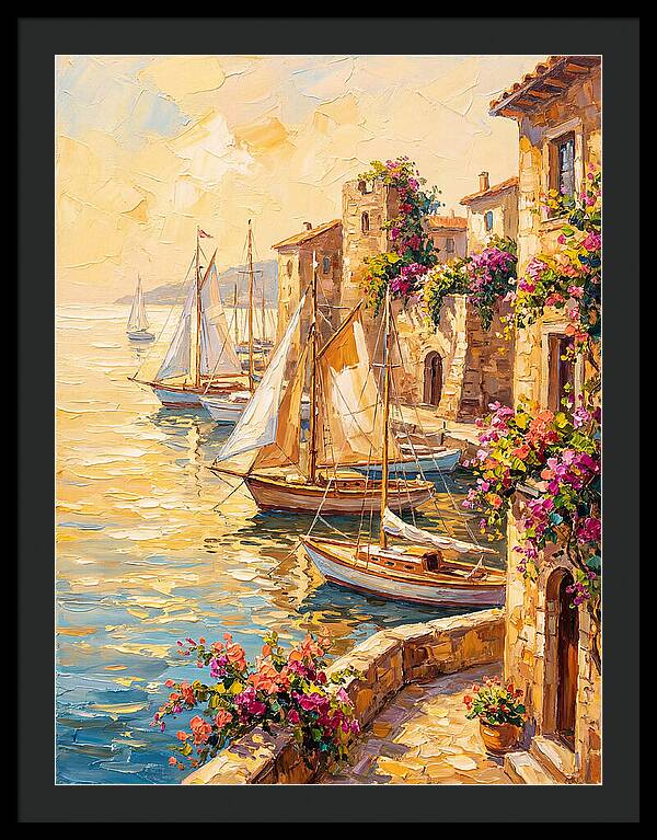 Sailboats In A Mediterranean Harbor