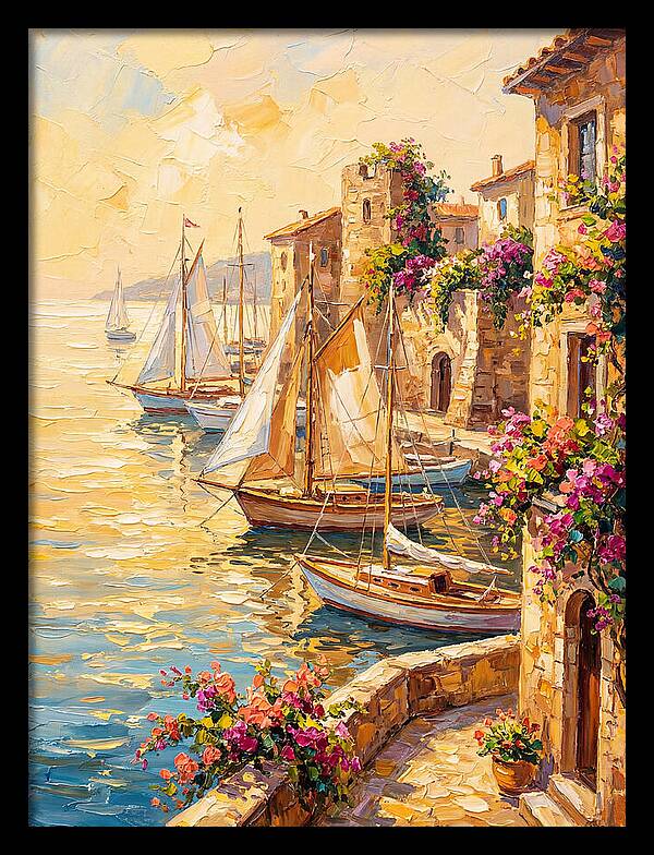 Sailboats In A Mediterranean Harbor