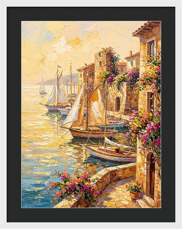 Sailboats In A Mediterranean Harbor