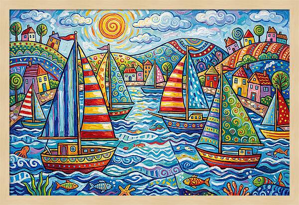 Sailboats In A Vibrant Harbor