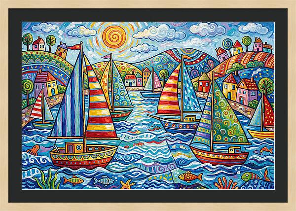 Sailboats In A Vibrant Harbor