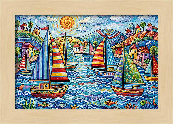 Sailboats In A Vibrant Harbor