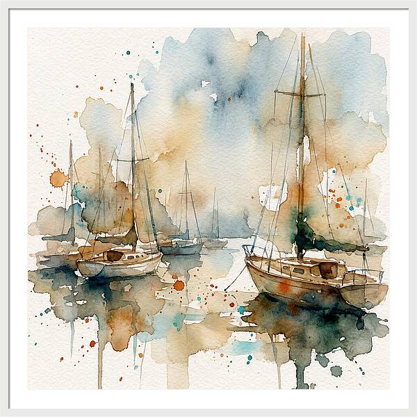 Sailboats Resting In Serene Waters