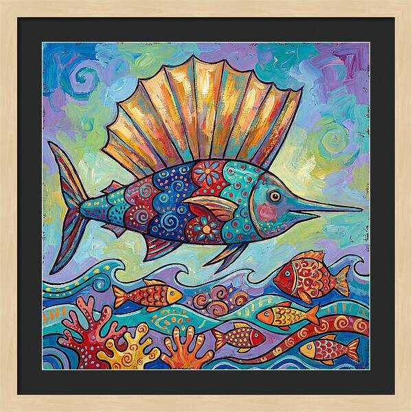 Sailfish Swimming Through Colorful Waters