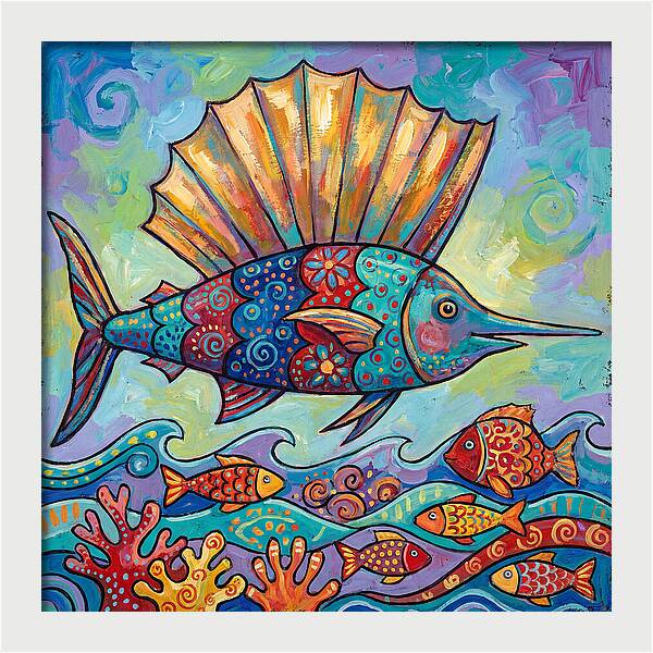 Sailfish Swimming Through Colorful Waters