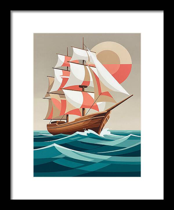 Sailing Ship Against Sunset