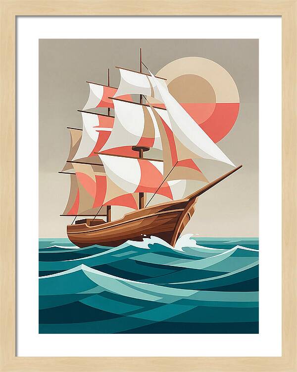 Sailing Ship Against Sunset
