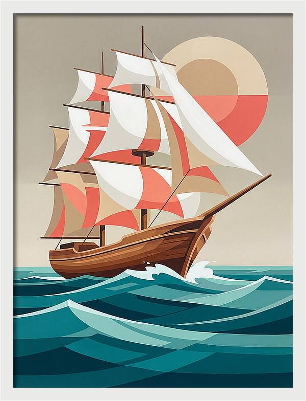 Sailing Ship Against Sunset