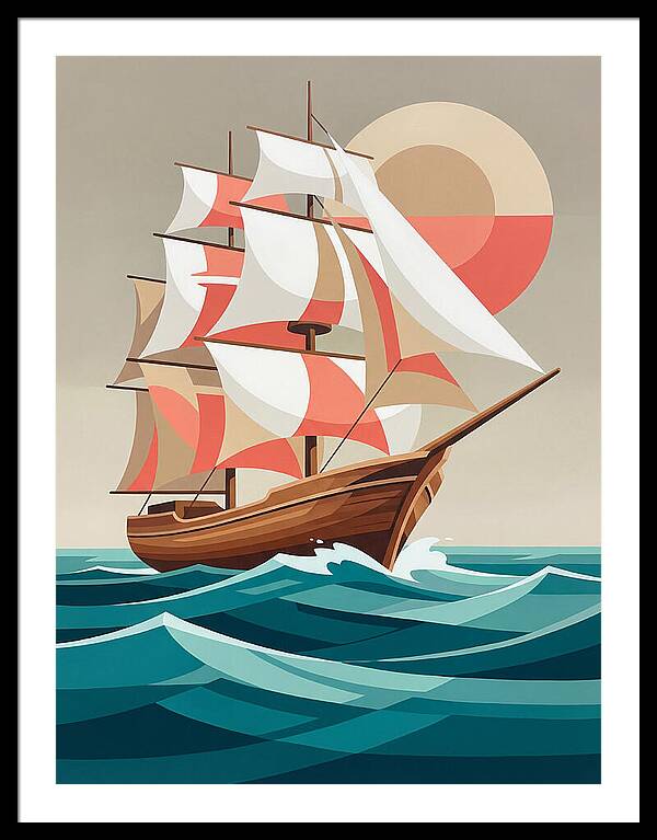 Sailing Ship Against Sunset