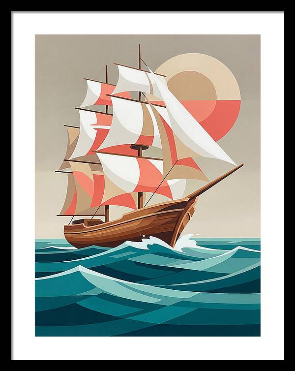 Sailing Ship Against Sunset
