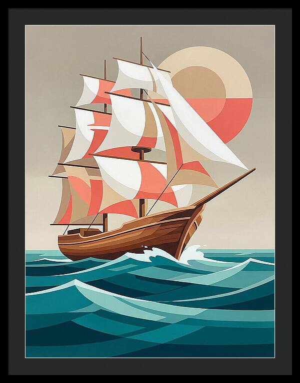 Sailing Ship Against Sunset