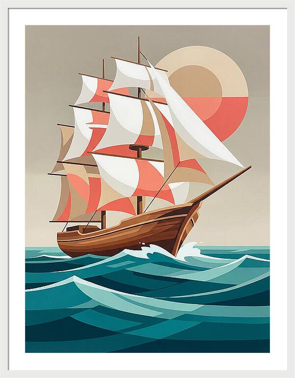 Sailing Ship Against Sunset