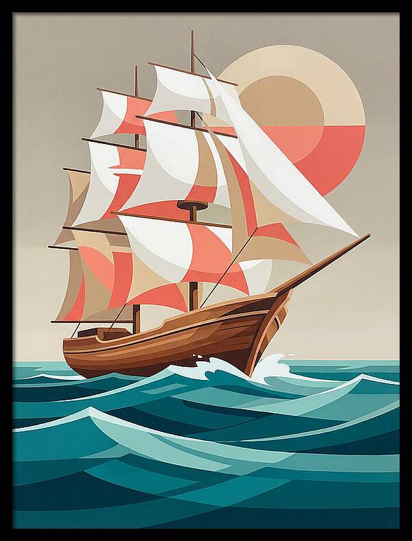 Sailing Ship Against Sunset