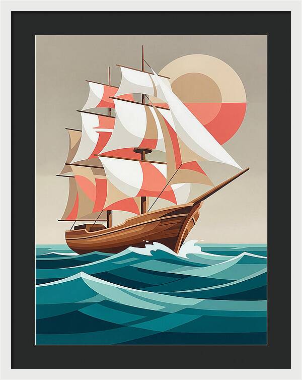 Sailing Ship Against Sunset