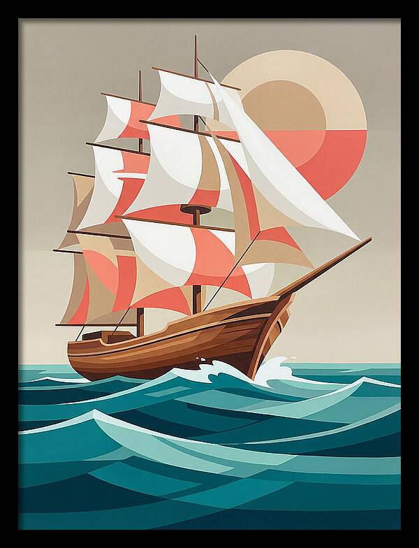 Sailing Ship Against Sunset