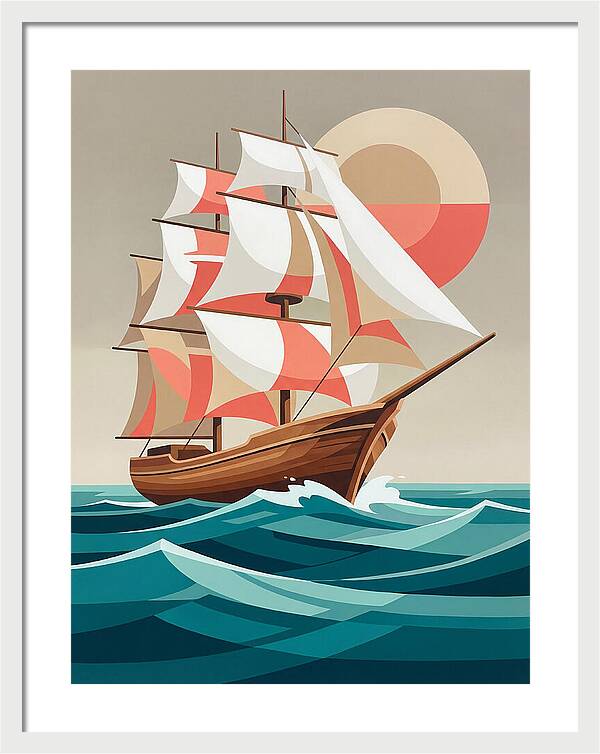 Sailing Ship Against Sunset