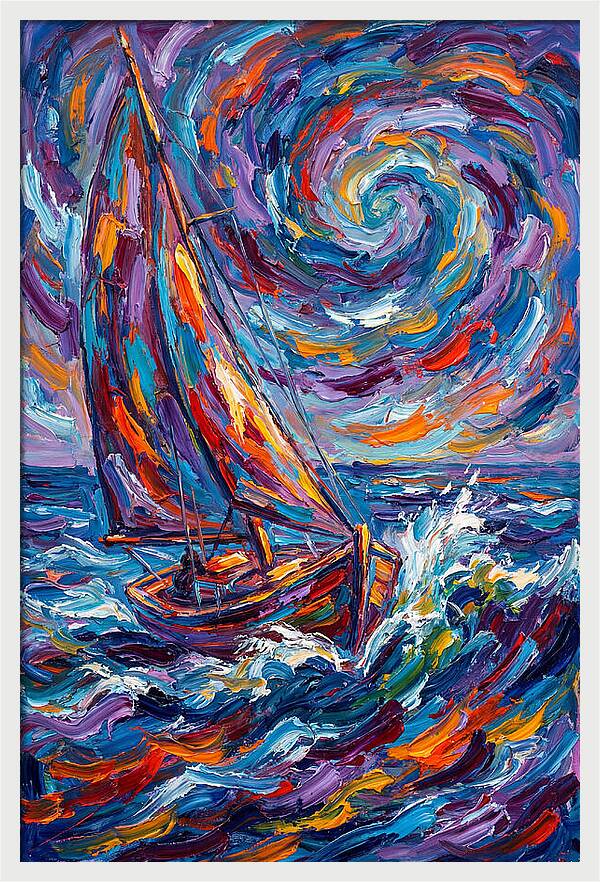 Sailing Through Colorful Swirls
