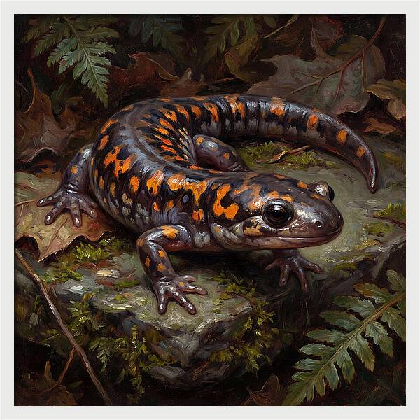 Salamander Among Ferns