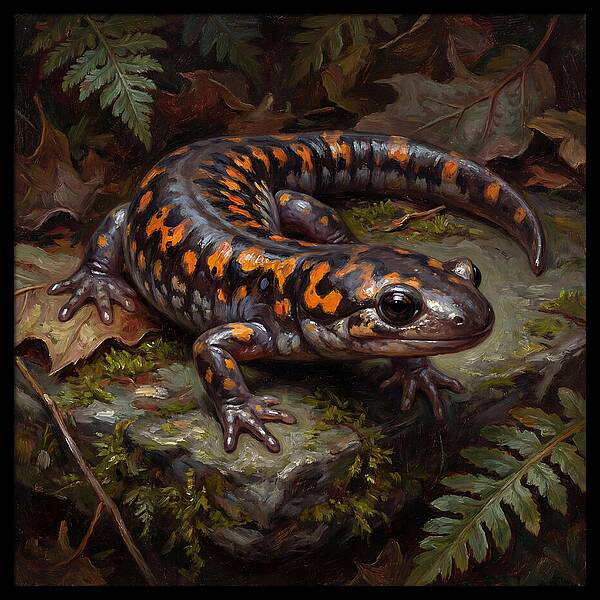 Salamander Among Ferns