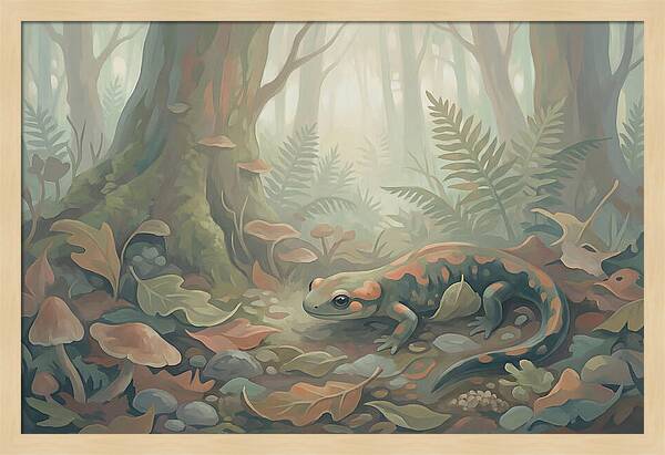 Salamander Among Forest Leaves