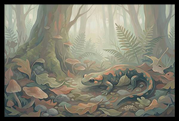 Salamander Among Forest Leaves