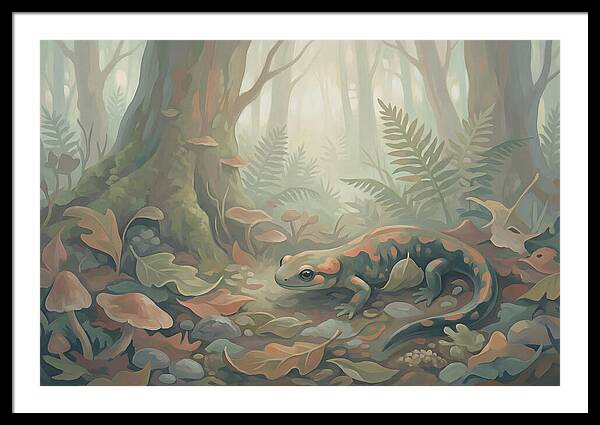 Salamander Among Forest Leaves