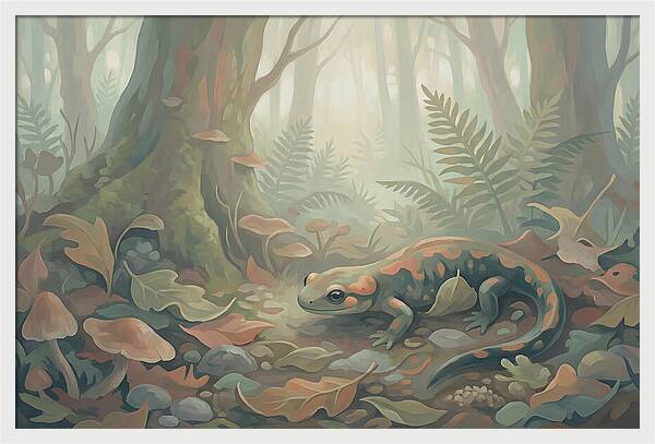Salamander Among Forest Leaves