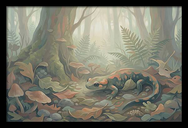 Salamander Among Forest Leaves