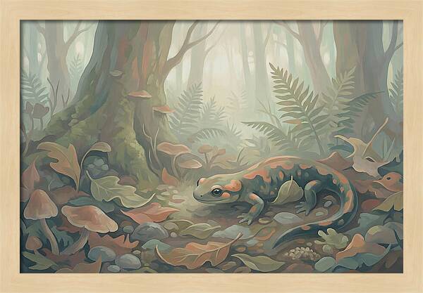 Salamander Among Forest Leaves