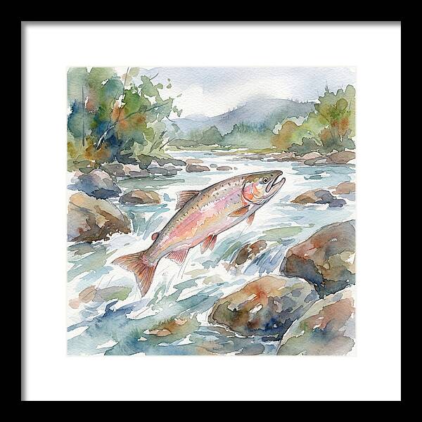 Salmon Leaping Through Water