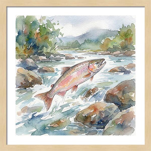 Salmon Leaping Through Water