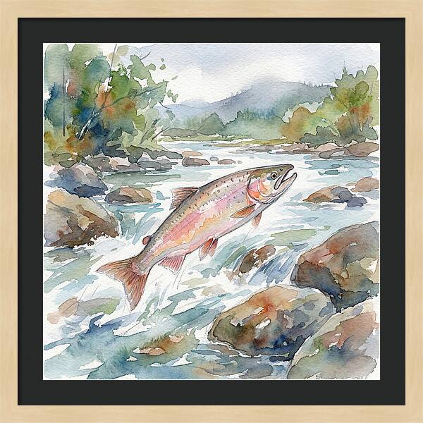 Salmon Leaping Through Water