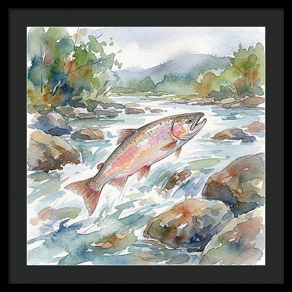 Salmon Leaping Through Water