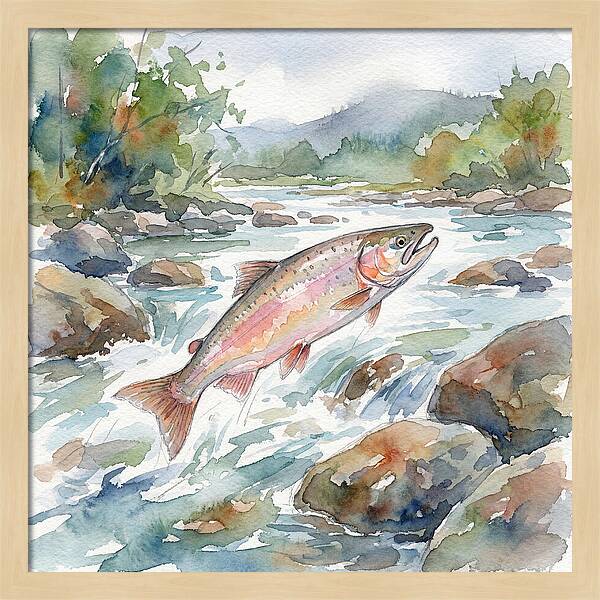 Salmon Leaping Through Water