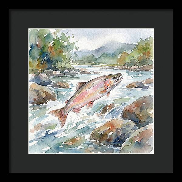 Salmon Leaping Through Water